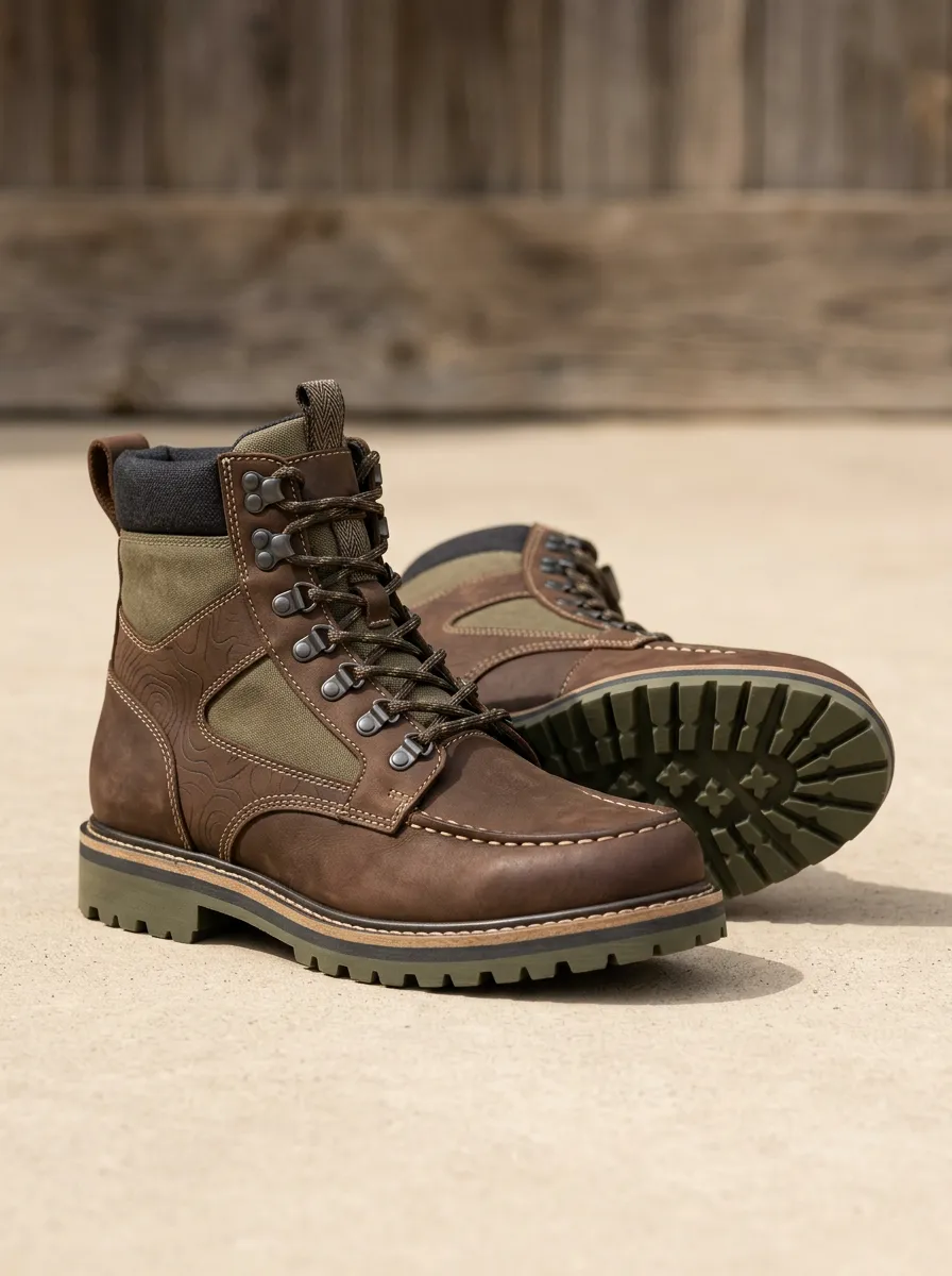 Men's Hiking Topographic Pattern Work Boots