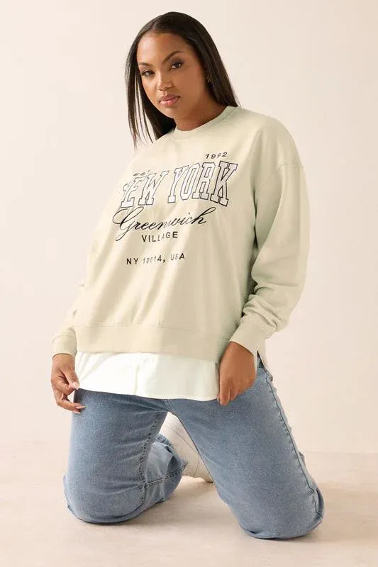 Natural Brown 'New York' 2-In-1 Sweatshirt