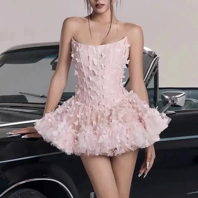 Tiered Strapless Ruffle Mini Dress