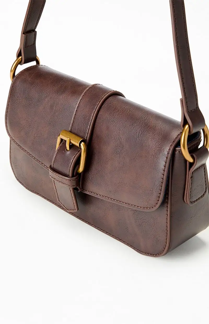 John Galt Brown Buckle Shoulder Bag