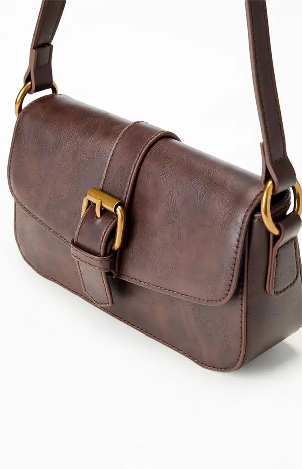 John Galt Brown Buckle Shoulder Bag