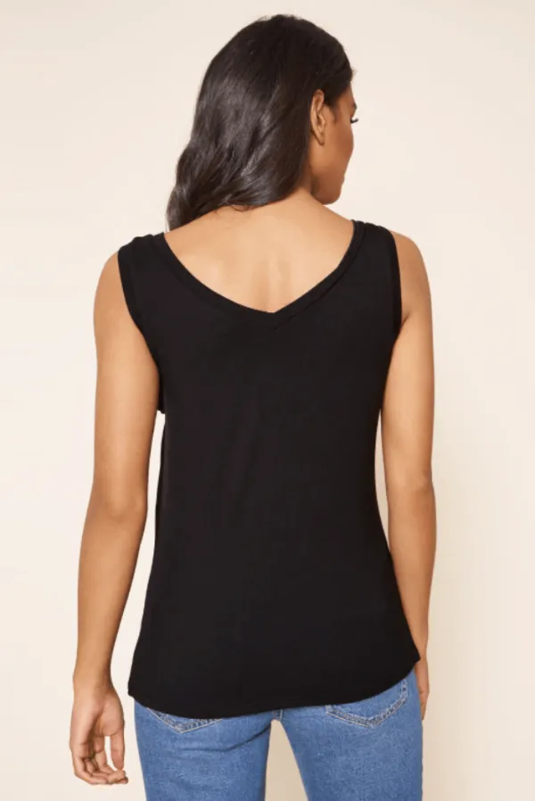 Black Seamless V-Neck Tank Top
