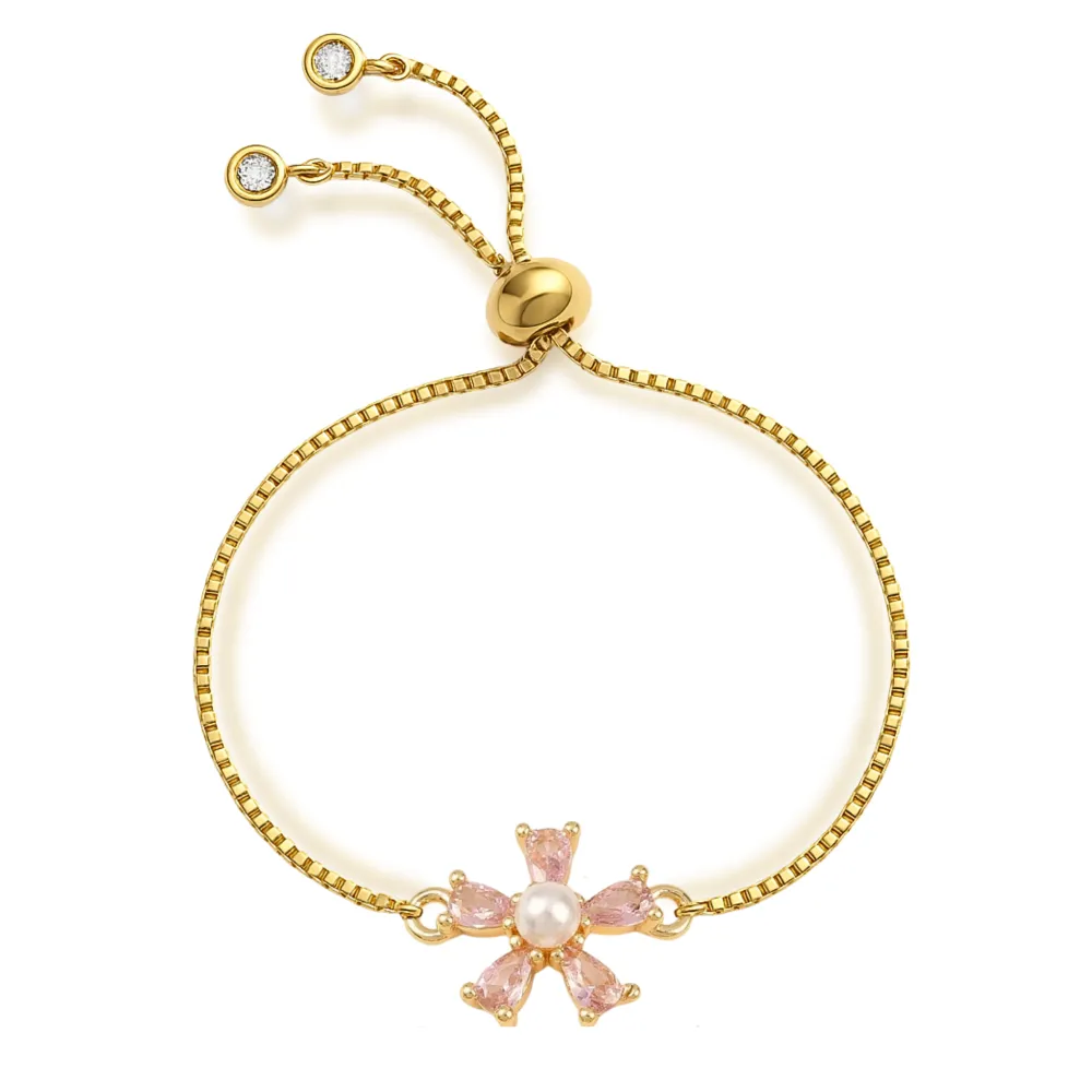 Sculpted Crystal Accent Adjustable Bracelet