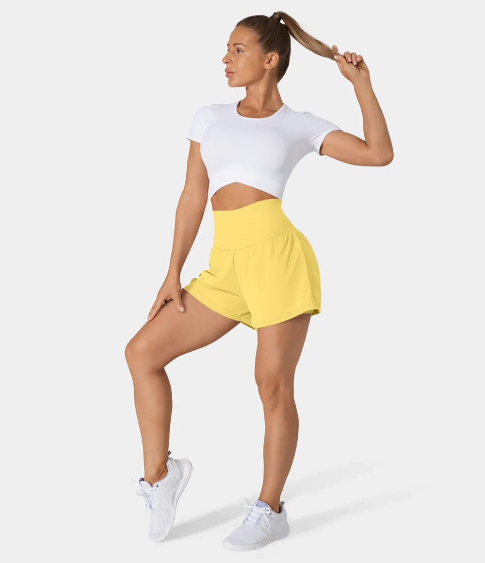 2026🔥  Super High Waisted Back Pocket & Side Hidden Pocket 2-in-1 Yoga Shorts 2.5