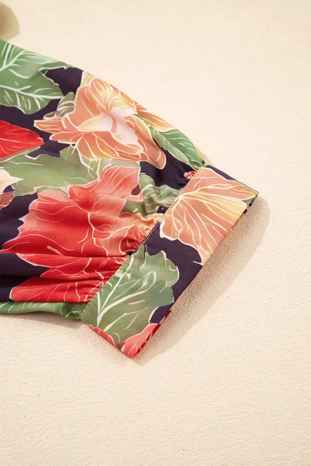 Drape Floral Printed V Neck Mini Dress