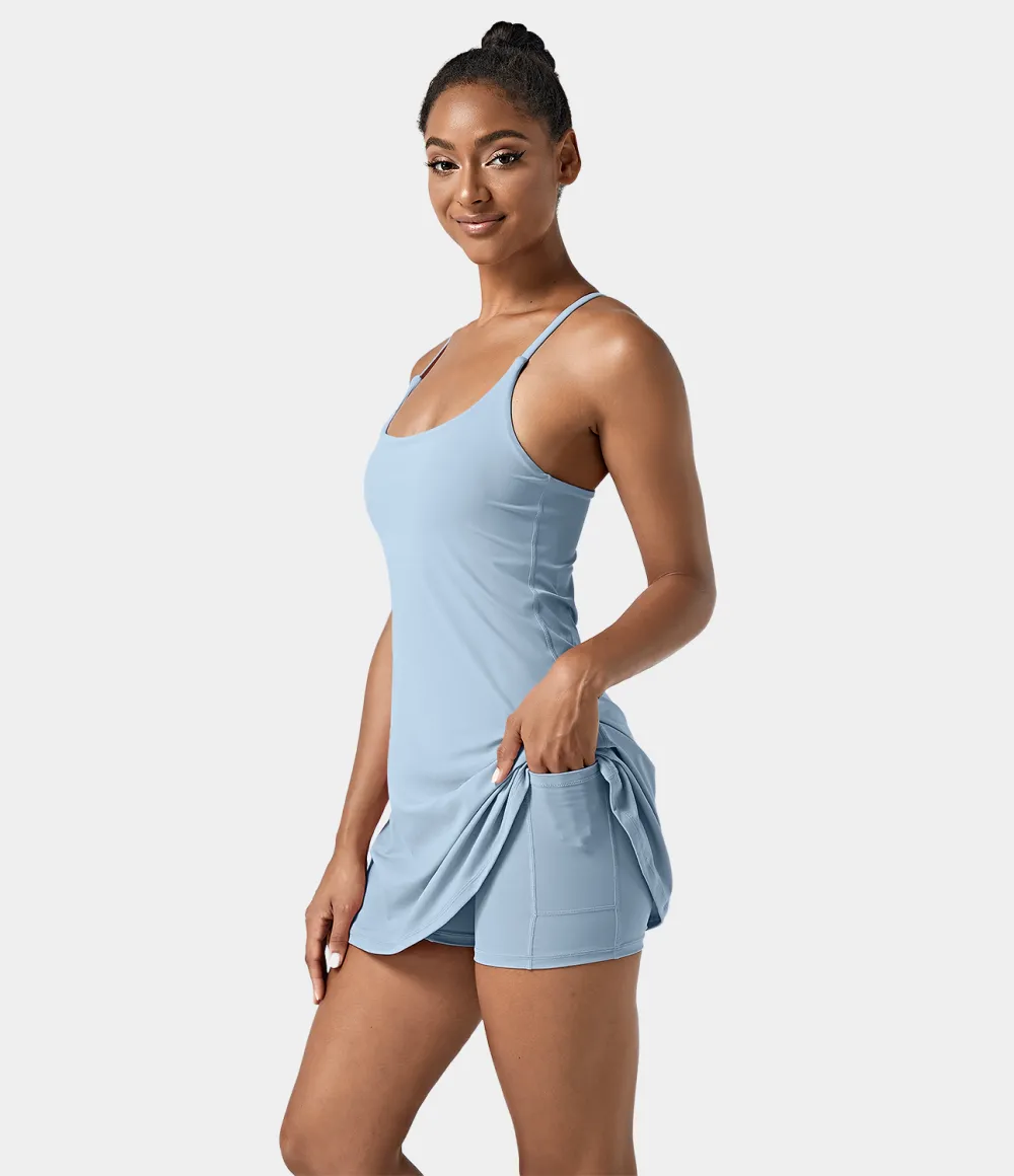 Softlyzero Airy Backless Cut Out 2-in-1 Pocket Cool Touch Mini Activity Dress