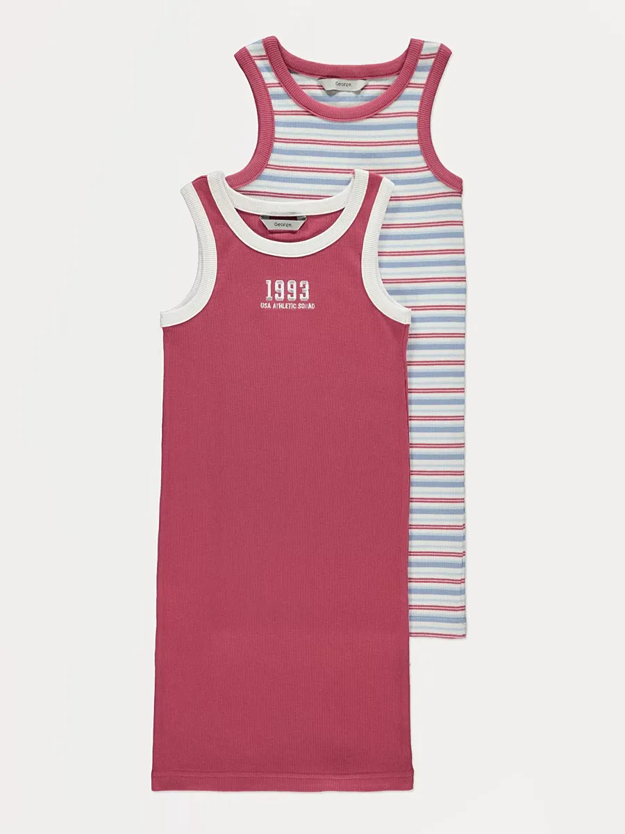 Red 1993 Ribbed Racer Dresses 2 Pack