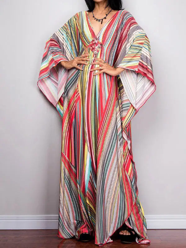 Split Printed Neck Maxi Dress