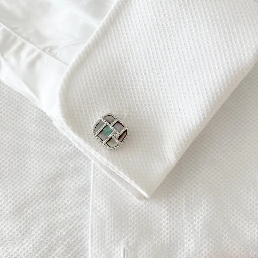 Distinctive Diamond Mother Of Pearl Cufflinks