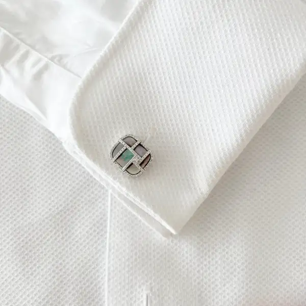 Distinctive Diamond Mother Of Pearl Cufflinks