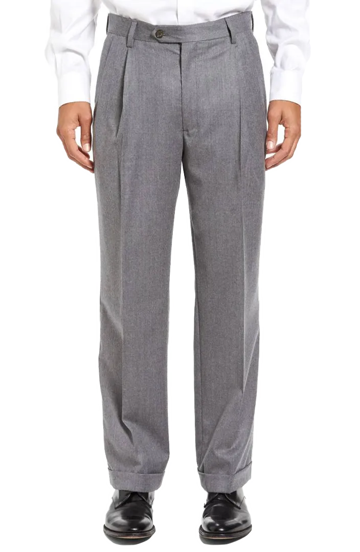 Tropical Weave Flannel Flat Front Pleated Front Regular Rise Trousers
