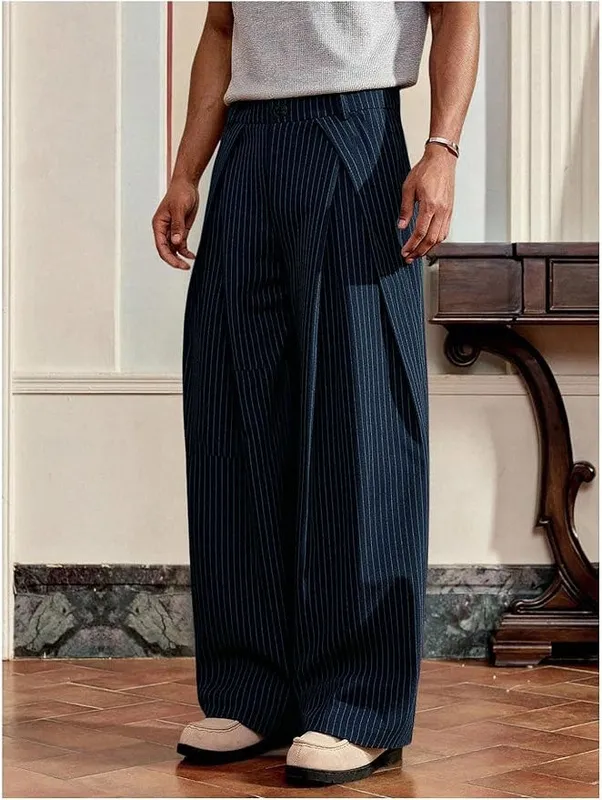 Draped Stripe Trousers