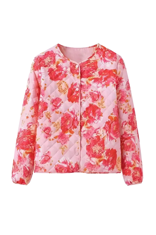 Jacquard Single-Breasted Floral Jacket