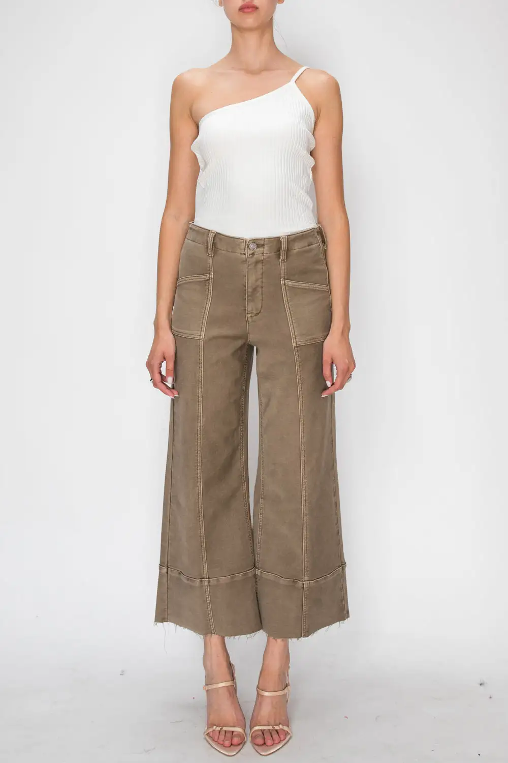 High Rise Wide Leg Flare Palazzo Pants