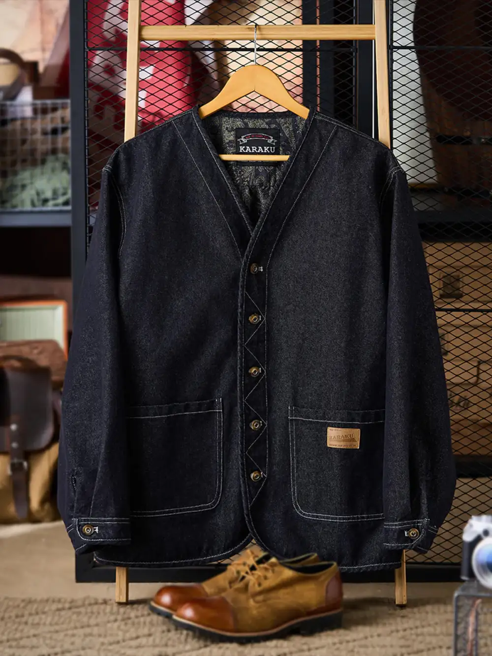 Men's Denim Pattern Lined Casual Jacket