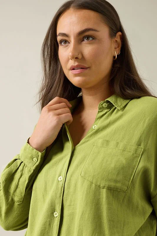 Set Chartreuse Green Linen Shirt & Trouser detail 3