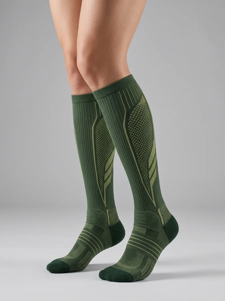 Women's Olive Green Knee-High Performance Socks