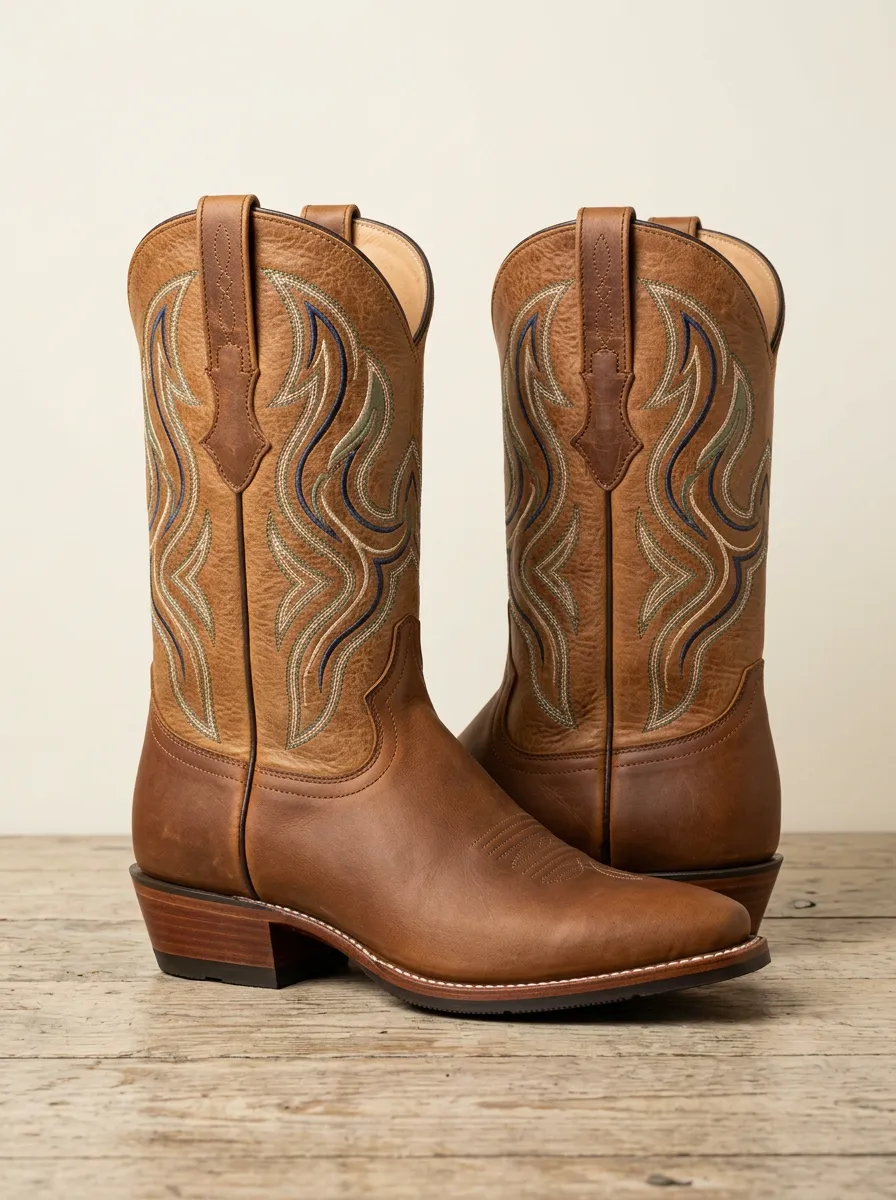 1. Retro Embroidered Western Boots For Men