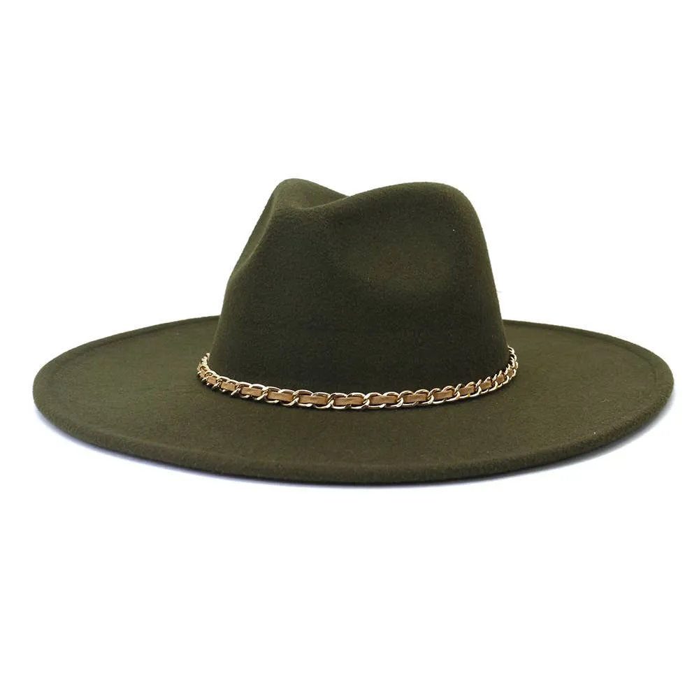 Camel Chain Big Brim Peach Heart Top Hat