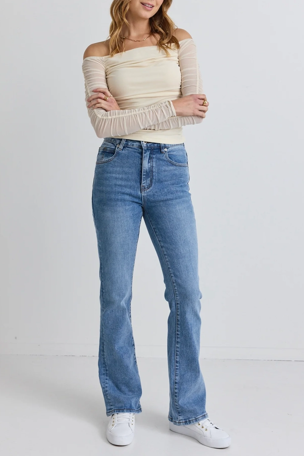 Blue Denim Straight - Leg Jeans