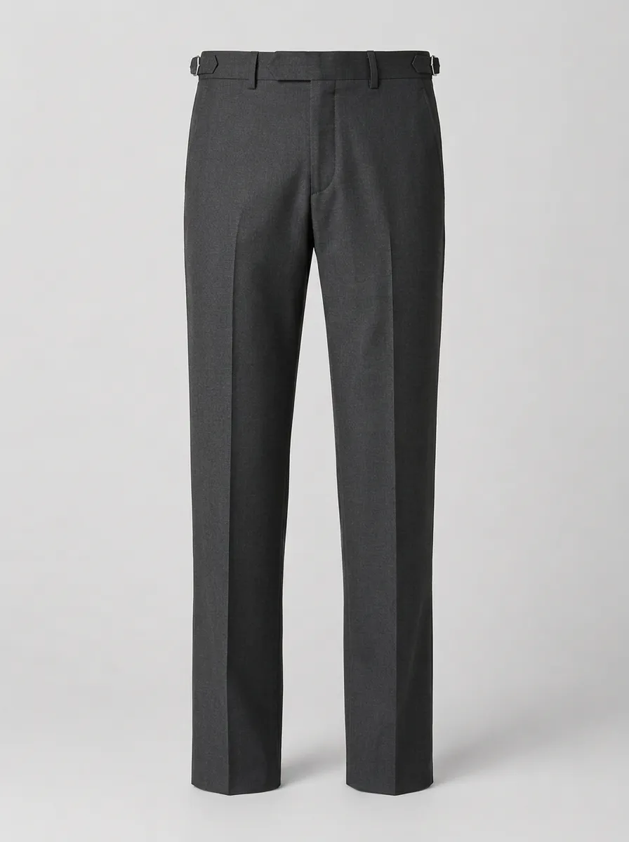 Men's Formal Business Charcoal Grey Side-Adjuster Dress Trousers