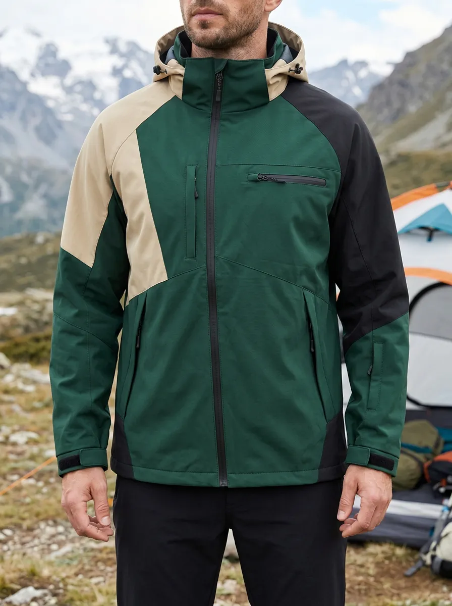 Men's Trailhead Hiking Outdoor Colorblock Hooded Jacket