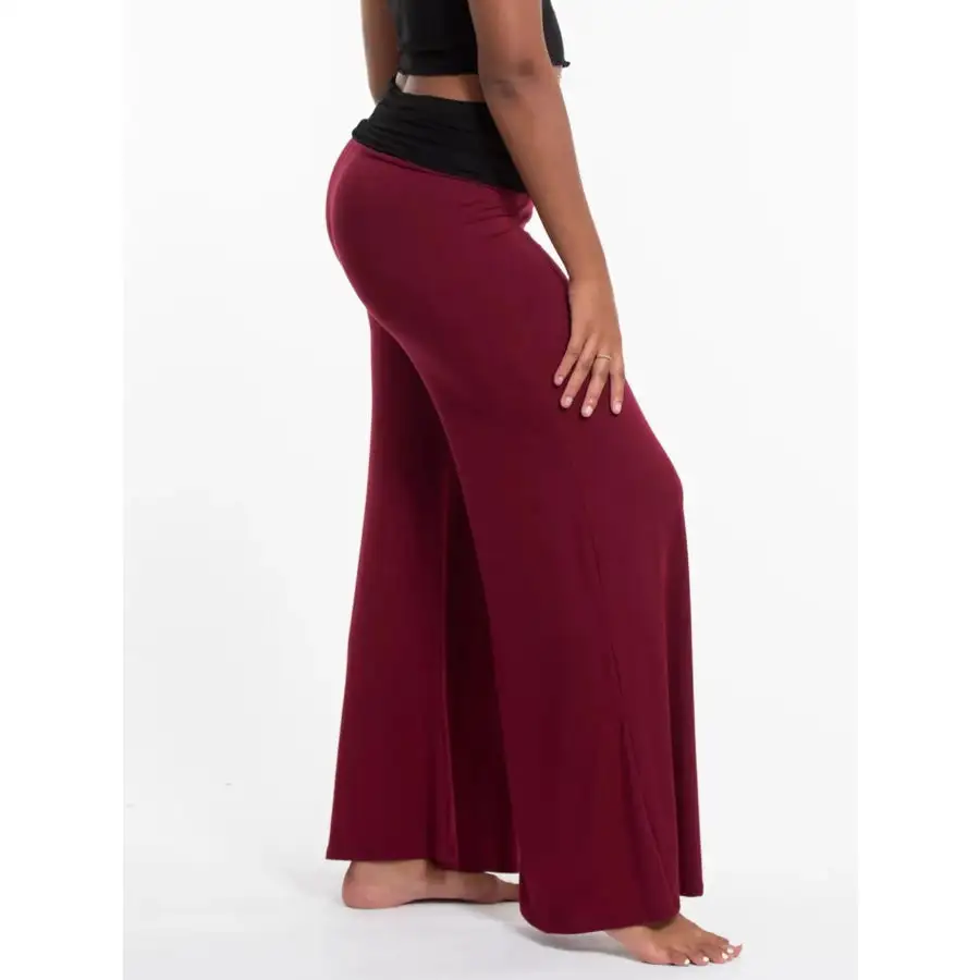 High Waisted Wide Leg Yoga Pants with Contrast Waistband