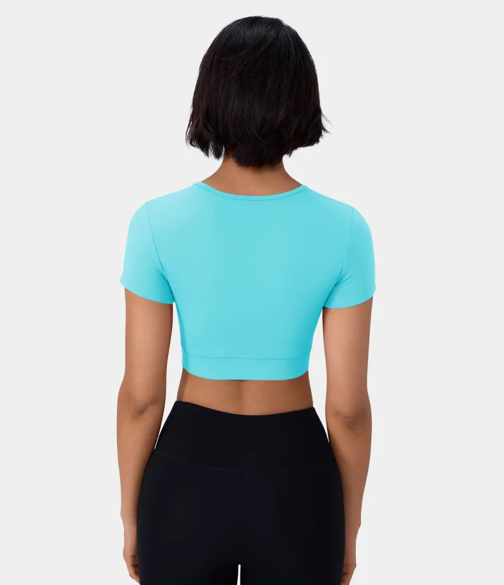 Softlyzero Plush Crossover Hem Cropped Sports Top