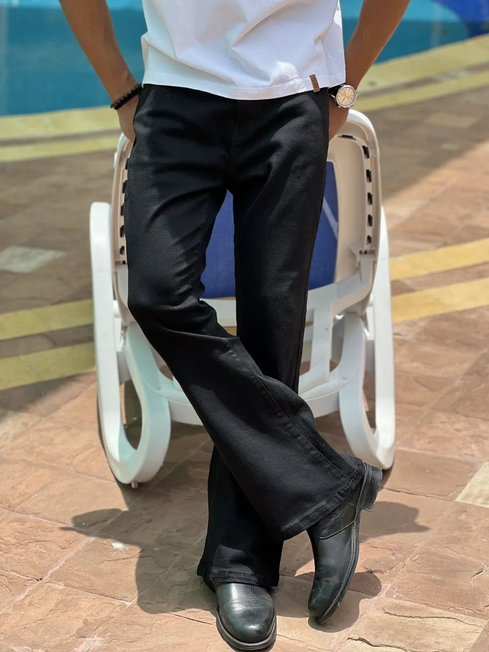 Mid-Rise Distressed Bootcut Jeans