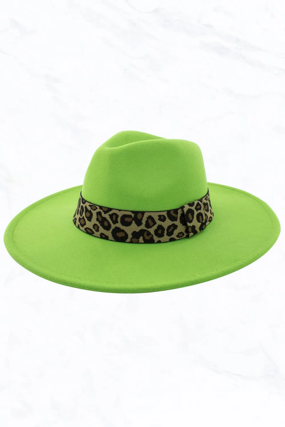 Big Brim Peach Heart Top Jazz Hat Wide Leopard Belt