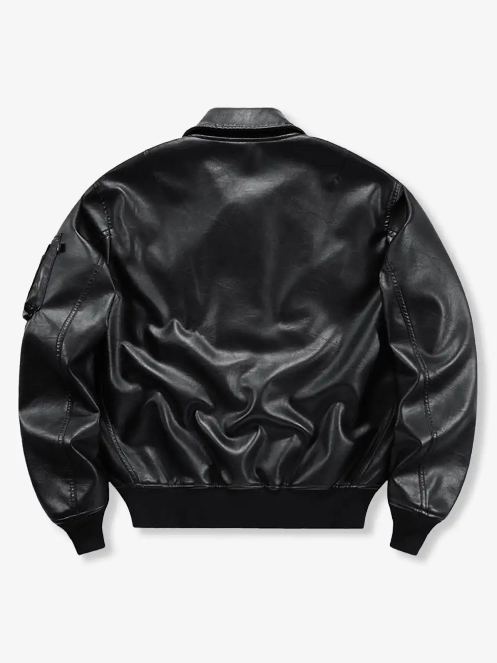 Men's Leather Pocketed Bomber Jacket