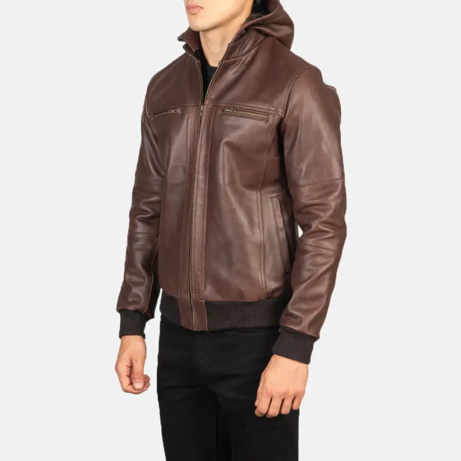 Men's Clean Line Bomber Leather Jacket