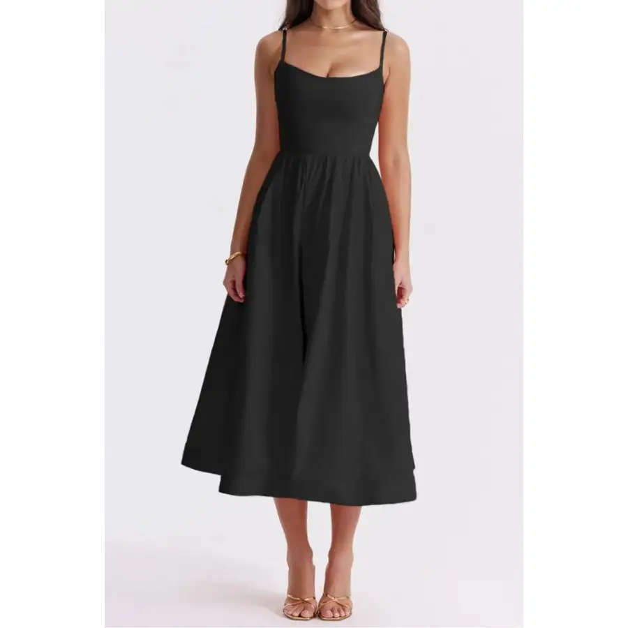 Modern Print Spaghetti Strap Midi Dress
