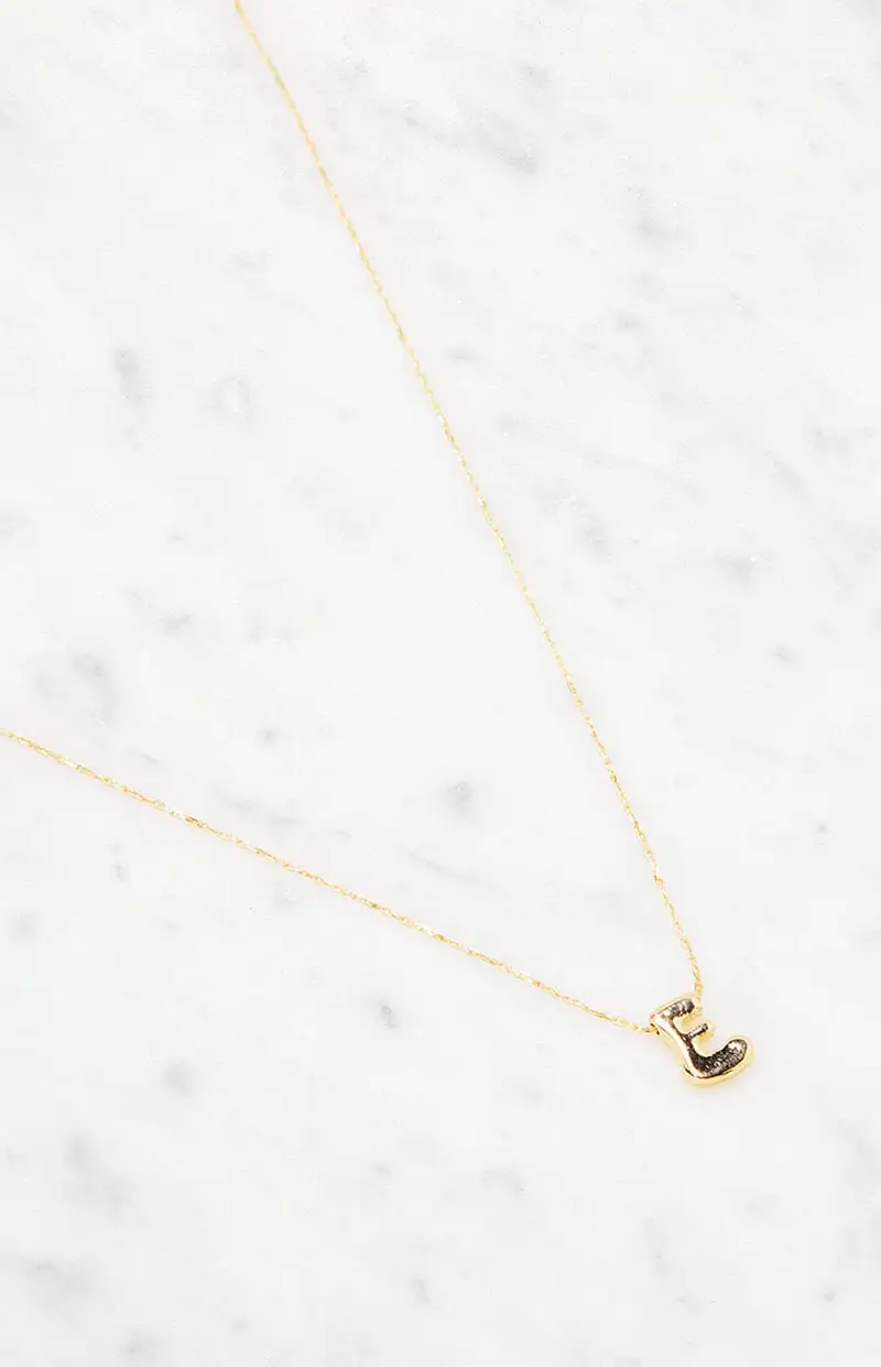 LA Hearts E Initial 14K Gold Plated Necklace