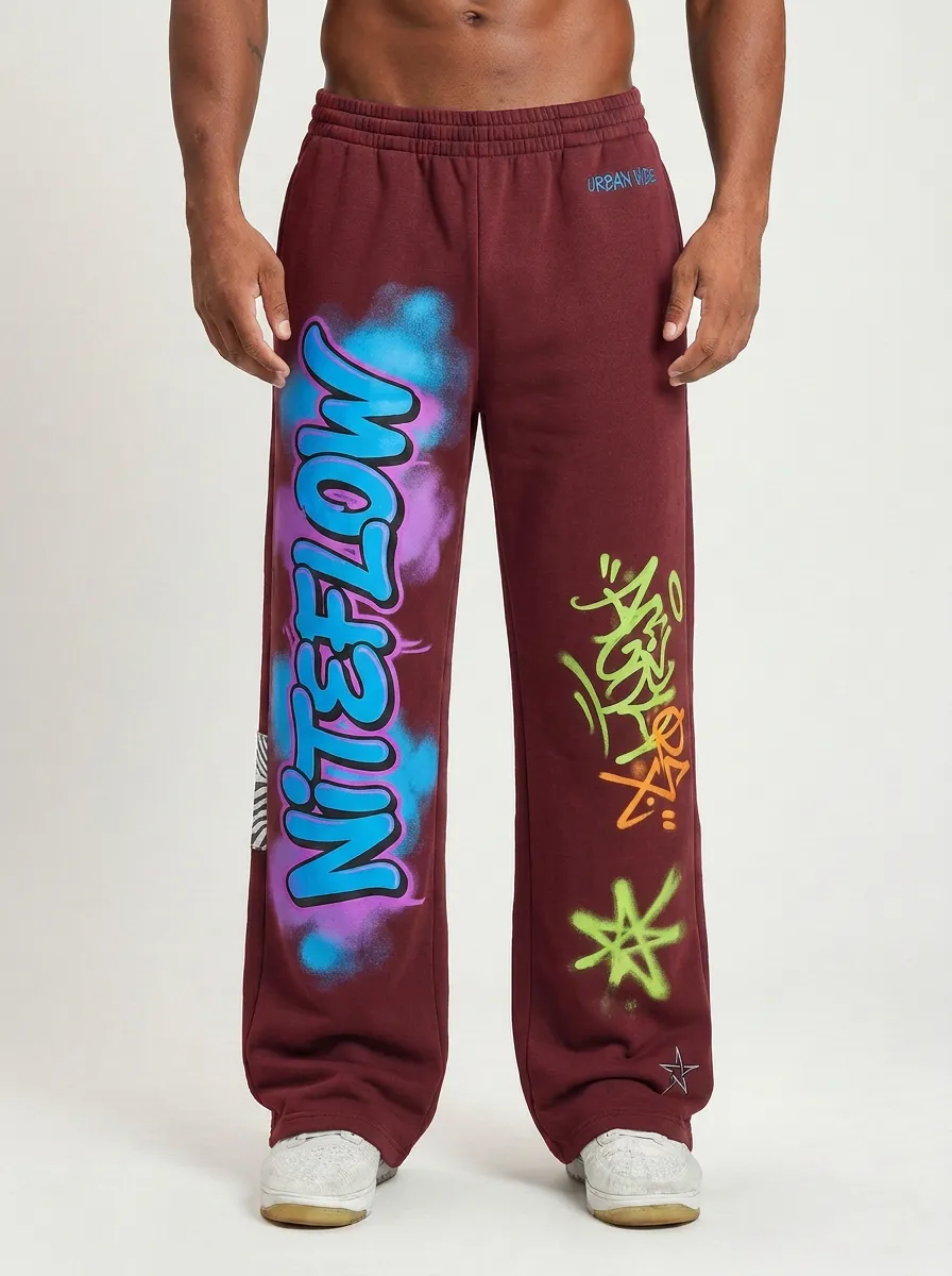 Men's Streetwear Niteflow Graffiti Airbrush Printed Sweatpants