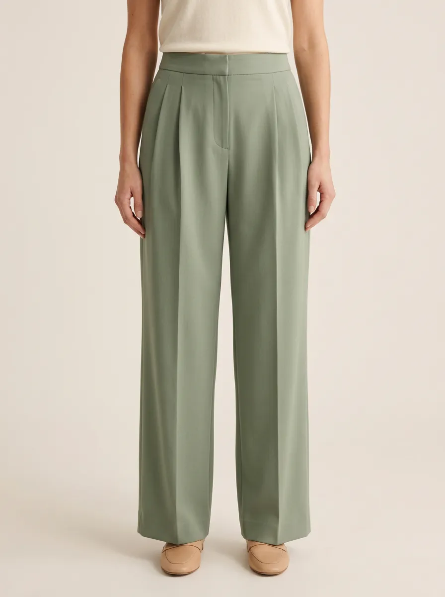 Everyday Practical Pleated High Rise Wide Leg Trousers