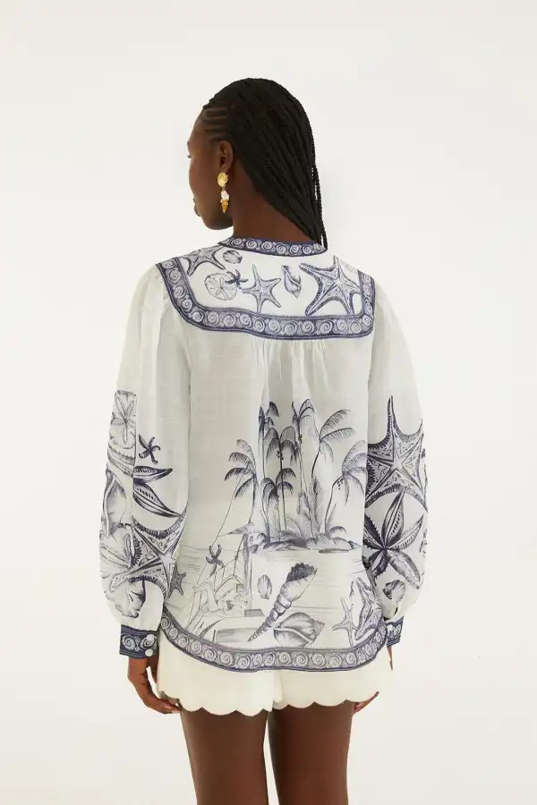 Modern Scarf-Detail Long-Sleeve Blouse