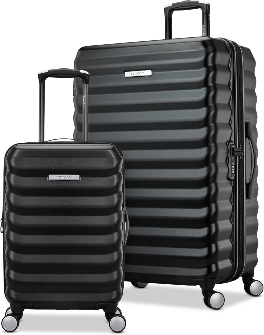Samsonite Hard-Sided 28-Inch Lightweight Checked Large Expandable Element Suitcase: Durable, 360° Spinner Wheels, Adjustable Telescopic Handle, TSA-Approved Lock - Alpine Black