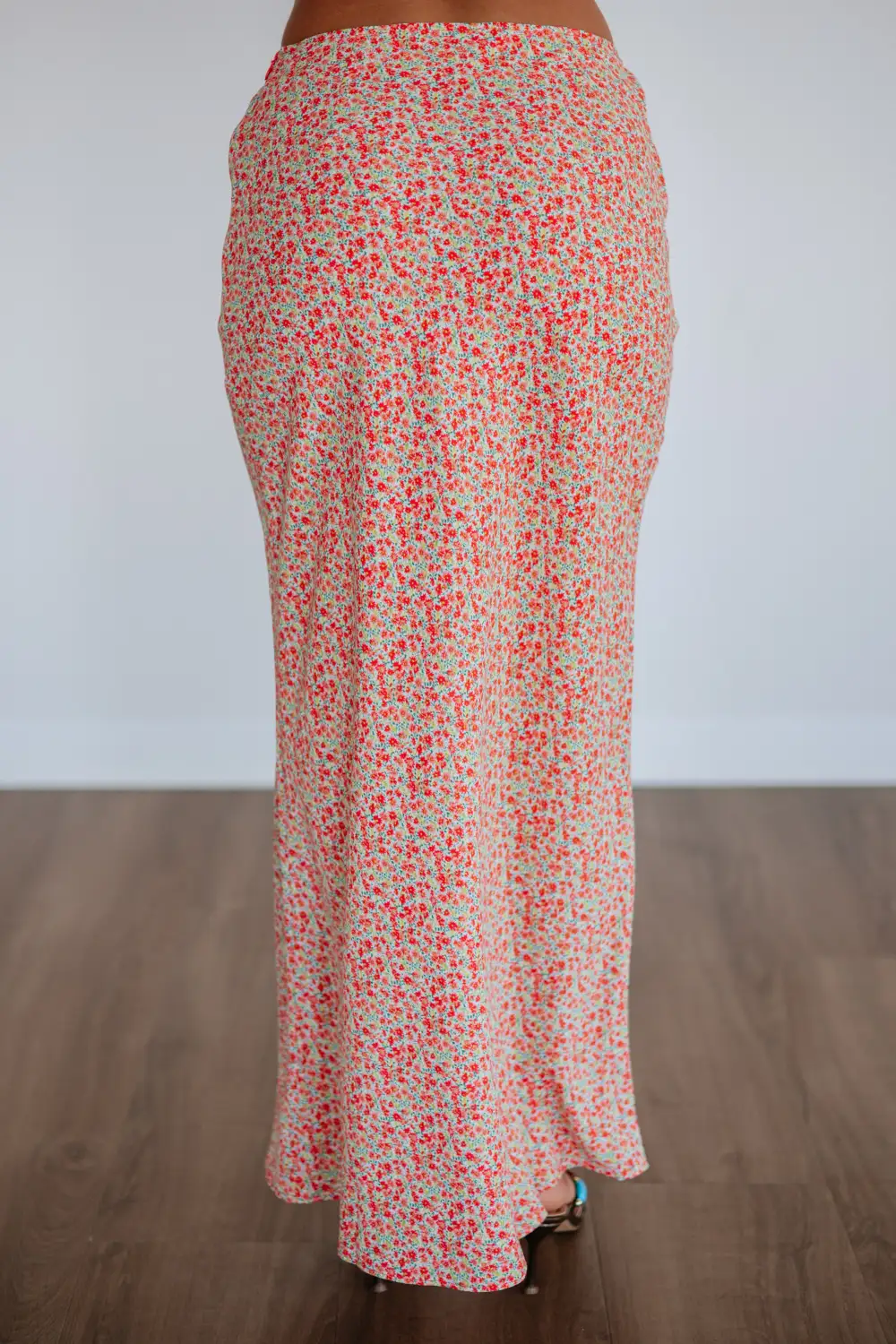 Floral Print Satin Maxi Skirt