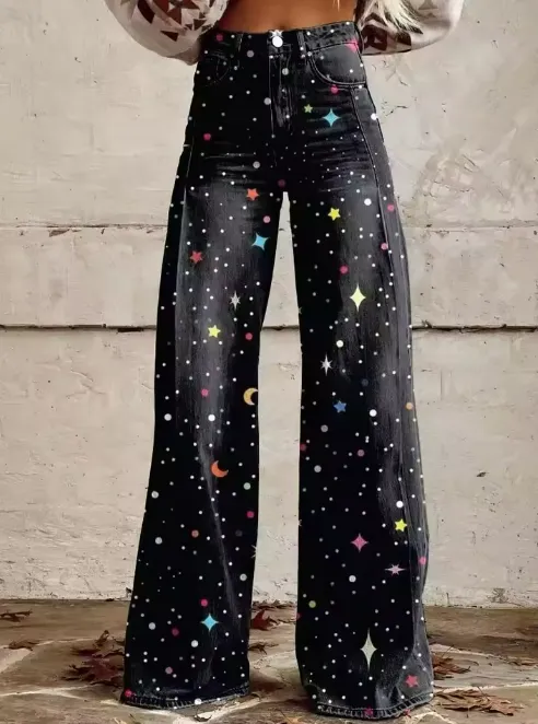 Everyday Denim Boho Printed Trousers