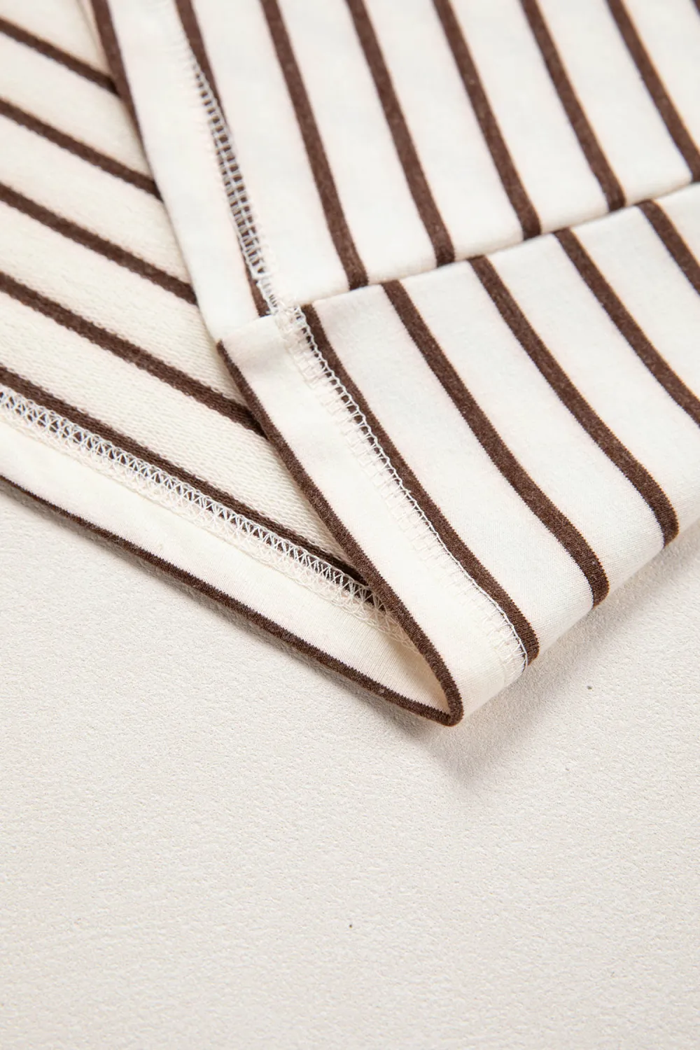 Brown Stripe Ribbed Round Neck Tank Top