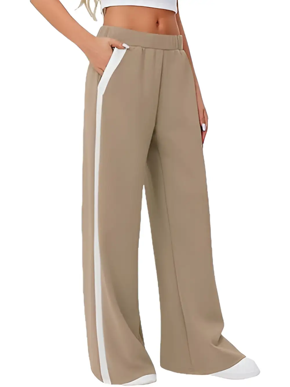Relaxed Side Striped Wide Leg Pants