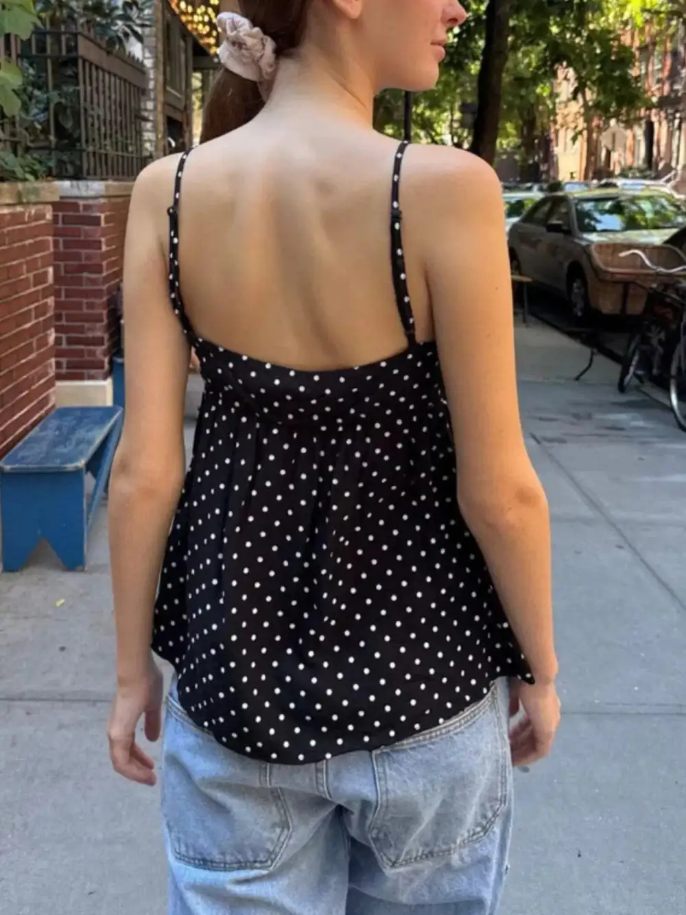 Dot V-Neck Flowy Cami