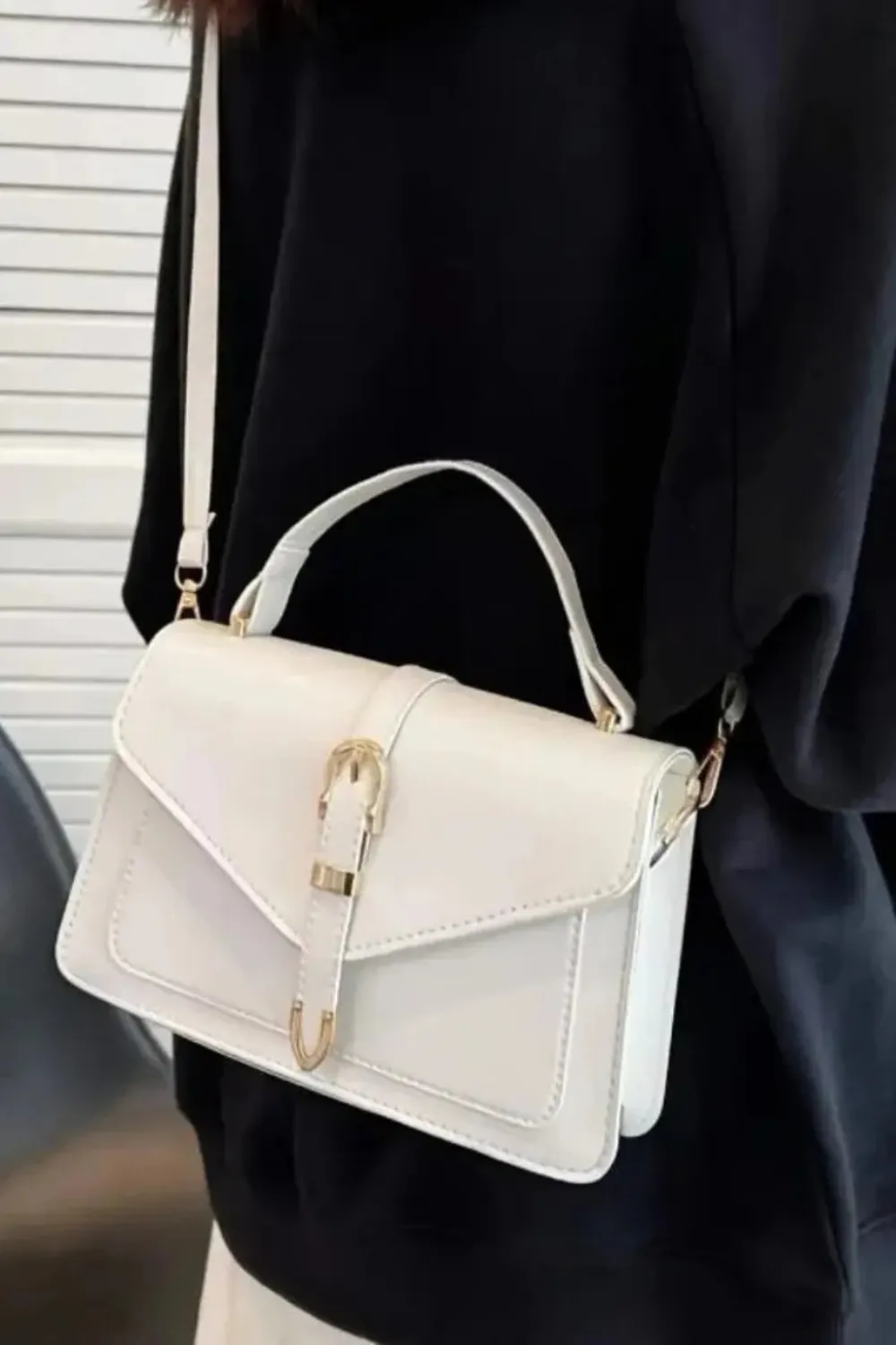 Structured Crossbody Shoulder Bag Top Handle