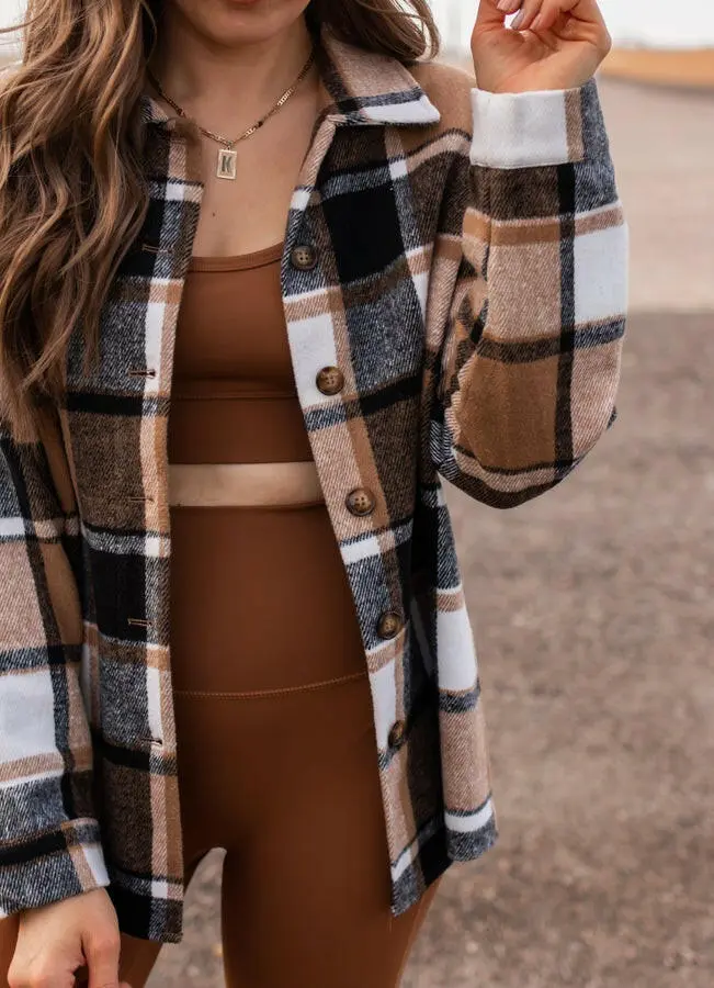 Plaid Easygoing Shacket Jacket