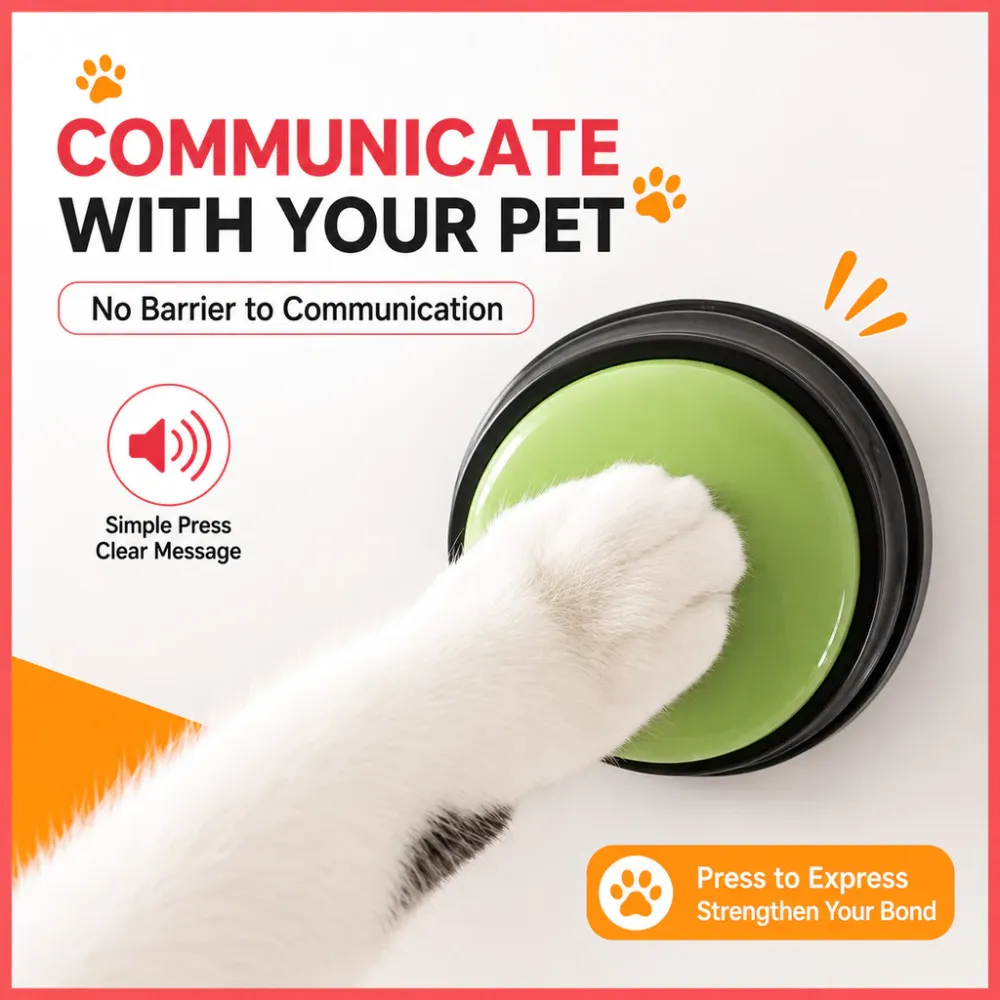 Recordable Pet Sound Button Interactive Dog Toy Bite Resistant Non-Toxic Puppy Training Portable Pet Plaything