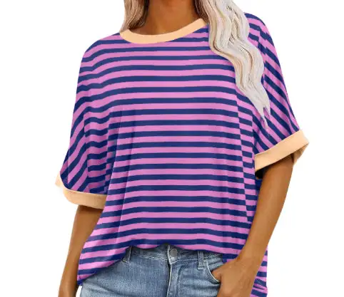 Striped Crewneck Short Sleeve Pullover
