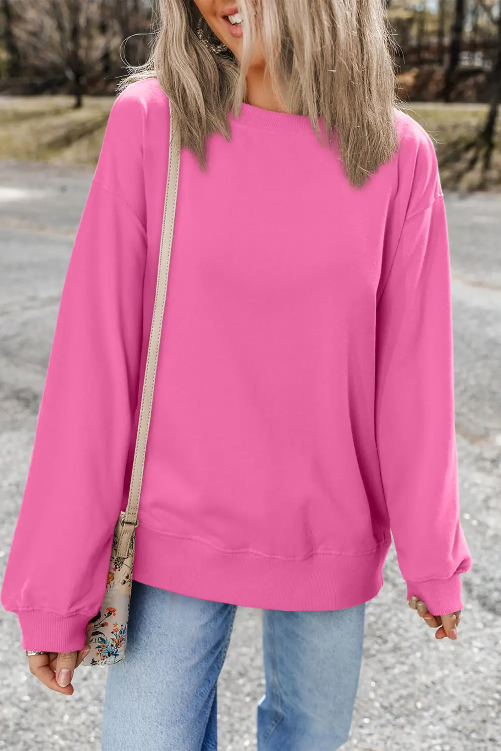 Comfy Drop Shoulder Crewneck Sweatshirt