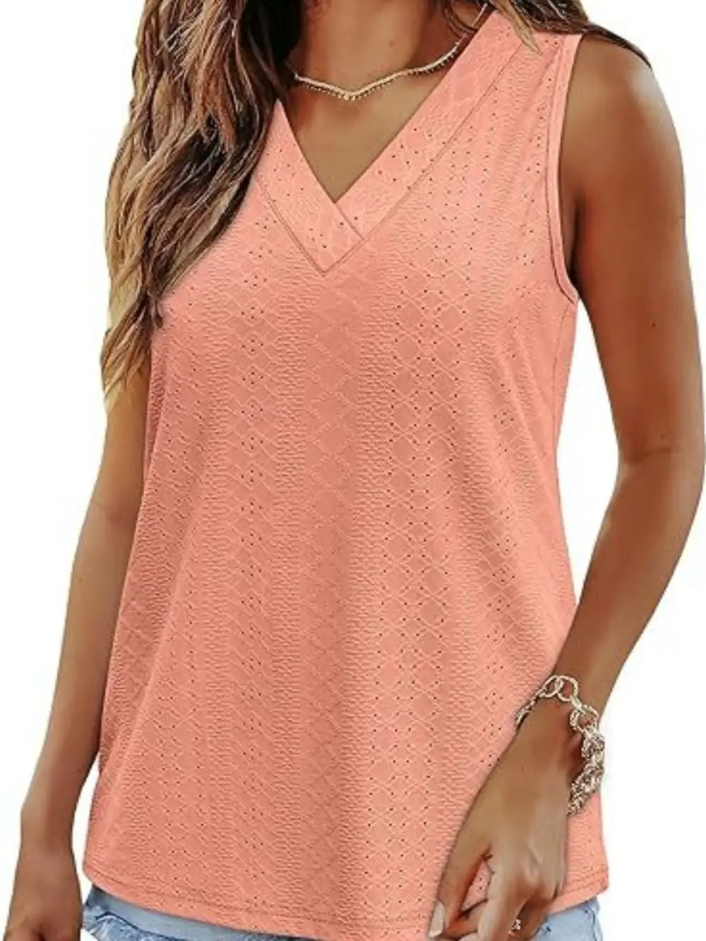 Eyelet V-Neck Tank