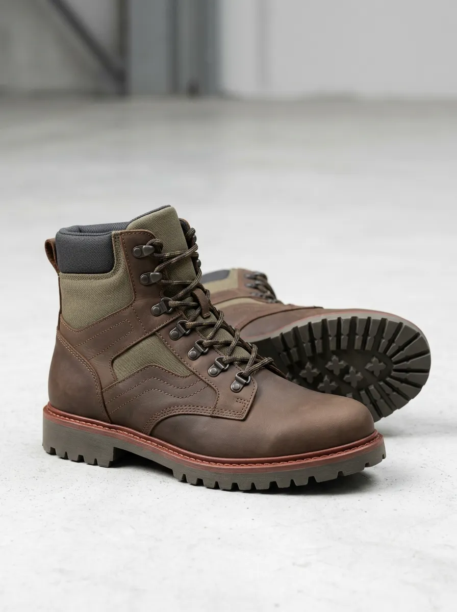 Unisex Modern Outdoor Hiking Leather Print Work Boots